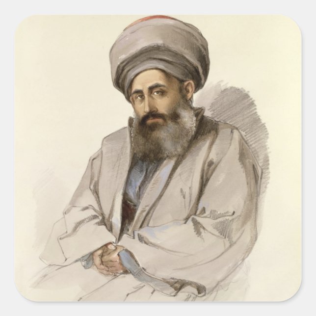 Pegatina Cuadrada Elias - Sacerdote jacobita de Mesopotamia (Anverso)
