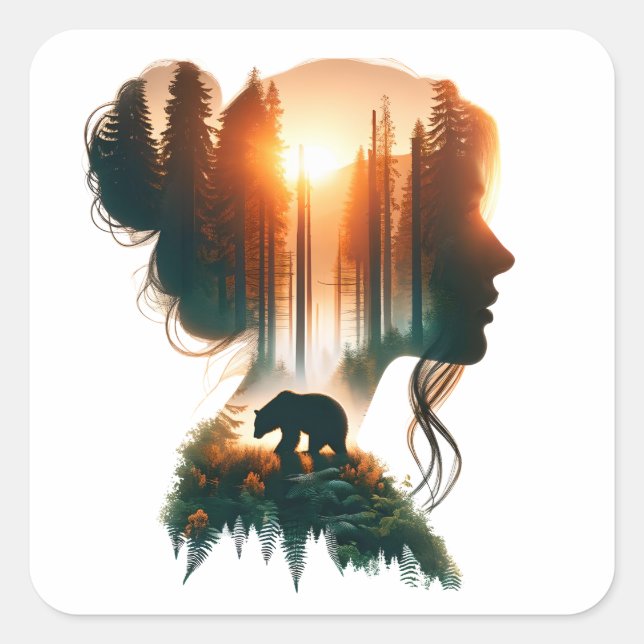 Pegatina Cuadrada Elijo al Oso (Anverso)