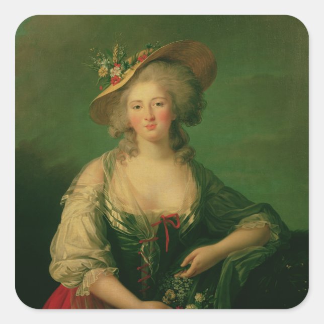 Pegatina Cuadrada Elisabeth de Francia llamó a Madame Elizabeth (Anverso)