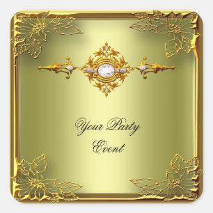 Pegatina Cuadrada Elite Aguacate Verde Oro