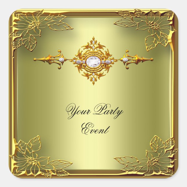 Pegatina Cuadrada Elite Aguacate Verde Oro (Anverso)