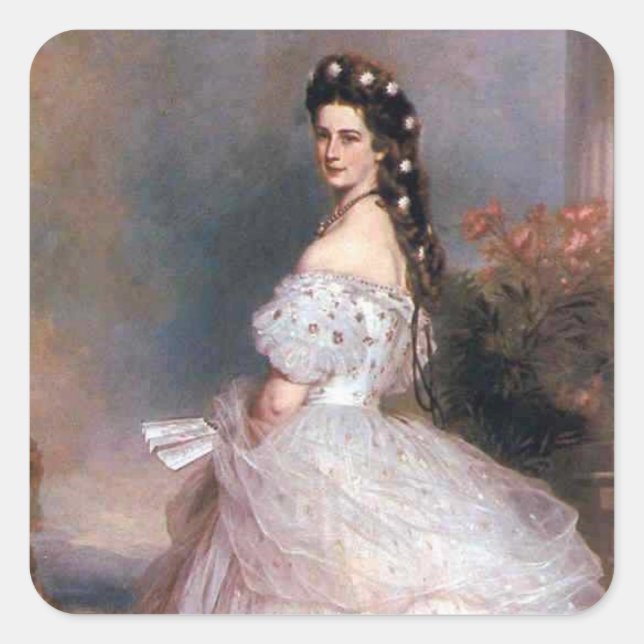 Pegatina Cuadrada Elizabeth, emperatriz de Austria, 1865 (Anverso)