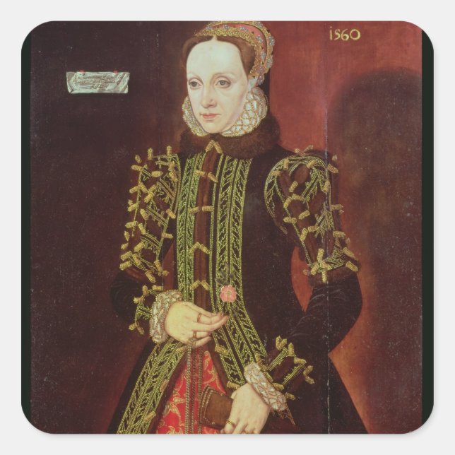 Pegatina Cuadrada Elizabeth Fitzgerald, condesa de Lincoln, 1560 (Anverso)