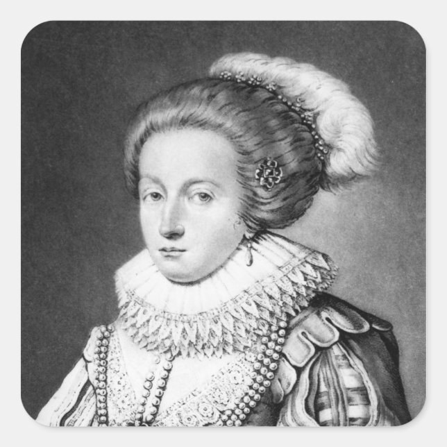 Pegatina Cuadrada Elizabeth Stuart, Reina de Bohemia (Anverso)