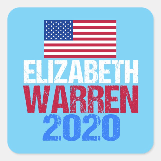 Pegatina Cuadrada Elizabeth Warren 2020 (Anverso)