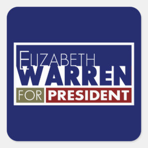 Pegatina Cuadrada Elizabeth Warren para presidente V1