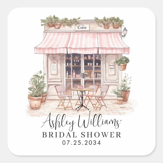 Pegatina Cuadrada Ella dijo Oui sí Café París Francés Despedida de S (Anverso)