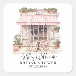 Pegatina Cuadrada Ella dijo oui sí París Cafetería Francesa Despedid