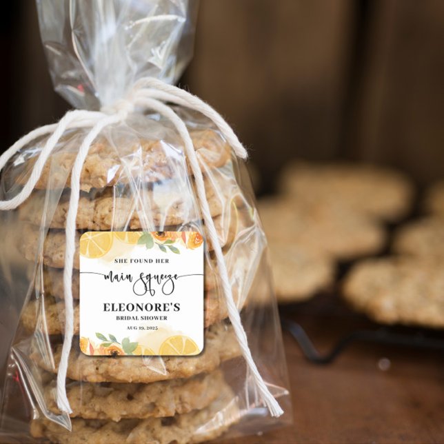 Pegatina Cuadrada Ella encontró su Squeeze Despedida de soltera  (Subido por el creador)