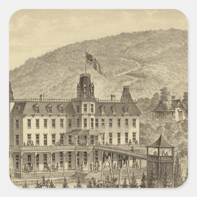 Pegatina Cuadrada Ellanova Springs, a 16 km de Pittsburgh (Anverso)