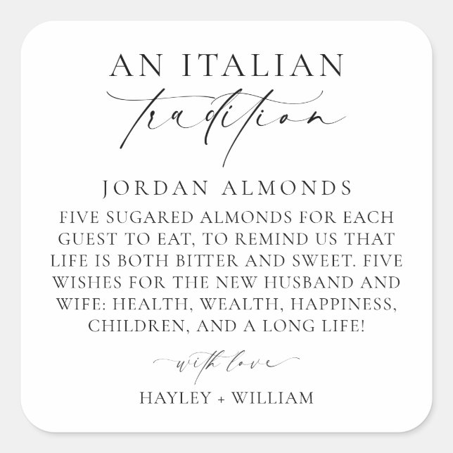 Pegatina Cuadrada Ellesmere Una Tradición Italiana Azucarada (Anverso)