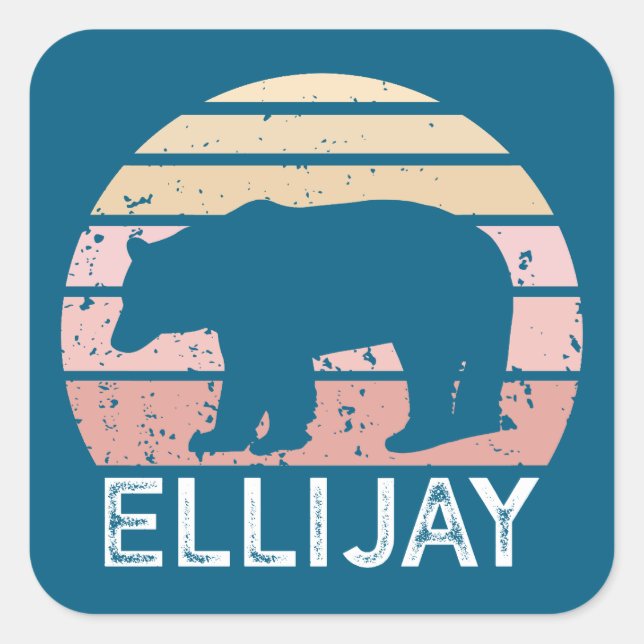 Pegatina Cuadrada Ellijay Georgia Retro Bear (Anverso)