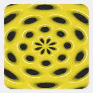 Pegatina Cuadrada Ellipsoid Amarillo Y Negro Difundido