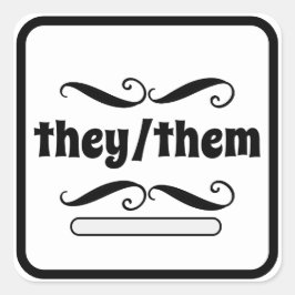 Pegatina Cuadrada Ellos en el marco de desplazamiento elegante Pegat