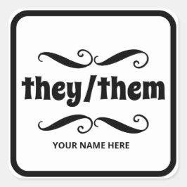 Pegatina Cuadrada Ellos en un marco de desplazamiento elegante