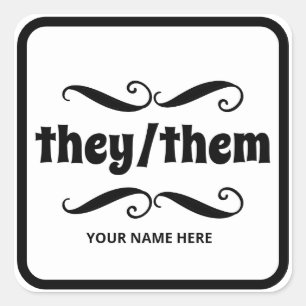 Pegatina Cuadrada Ellos en un marco de desplazamiento elegante