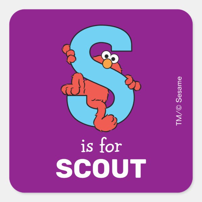 Pegatina Cuadrada Elmo Alfabeto | S Azul (Anverso)