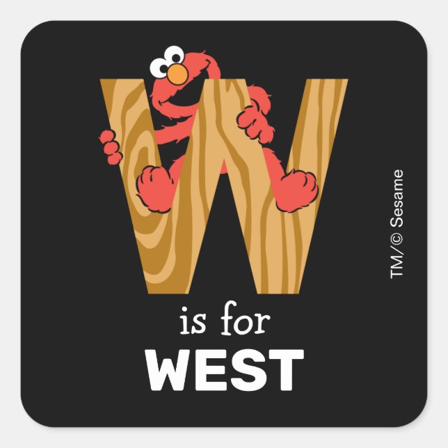 Pegatina Cuadrada Elmo Alfabeto | W Madera (Anverso)