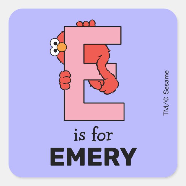 Pegatina Cuadrada Elmo Alphabet | E Rosa (Anverso)