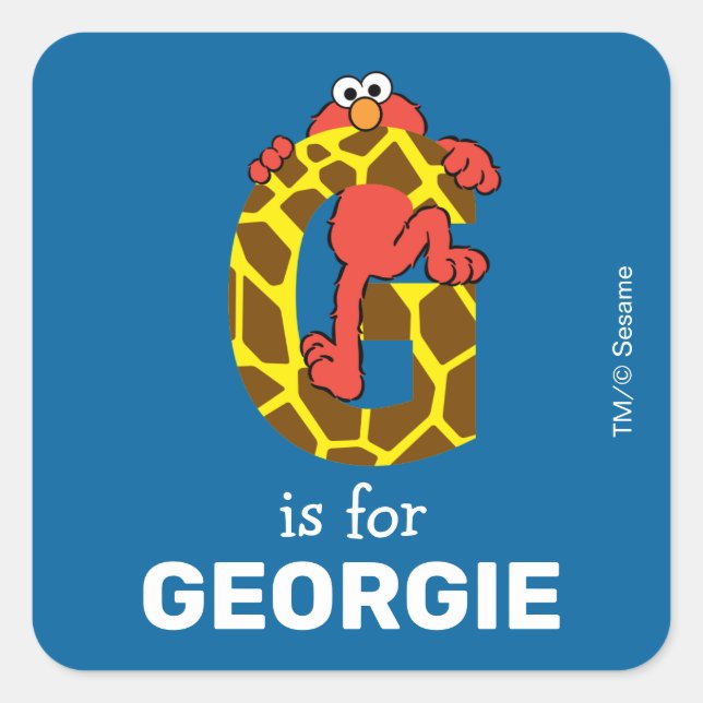Pegatina Cuadrada Elmo Alphabet | G Giraffe (Anverso)