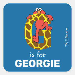 Pegatina Cuadrada Elmo Alphabet   G Giraffe