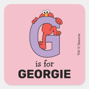 Pegatina Cuadrada Elmo Alphabet   G Púrpura