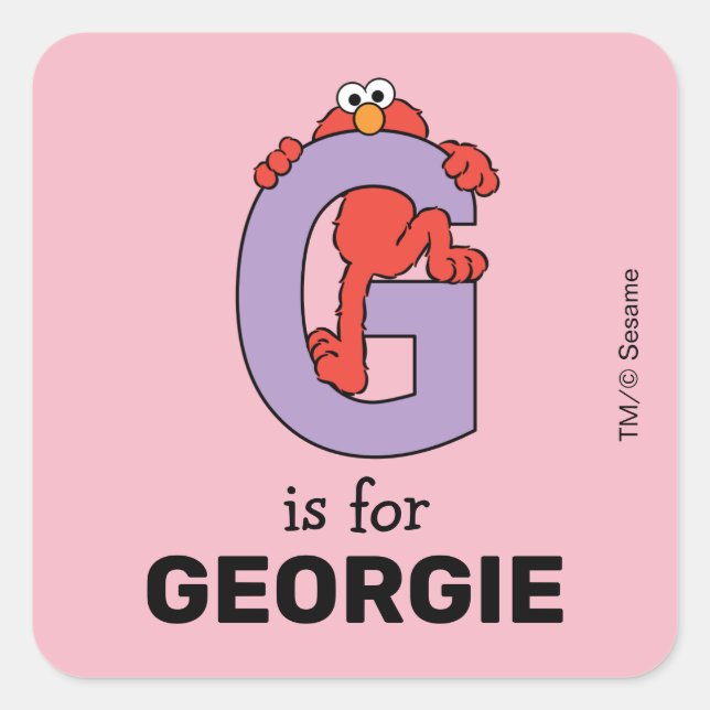Pegatina Cuadrada Elmo Alphabet | G Púrpura (Anverso)