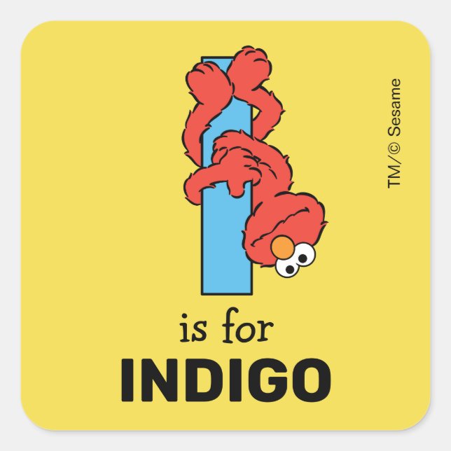 Pegatina Cuadrada Elmo Alphabet | I Azul (Anverso)