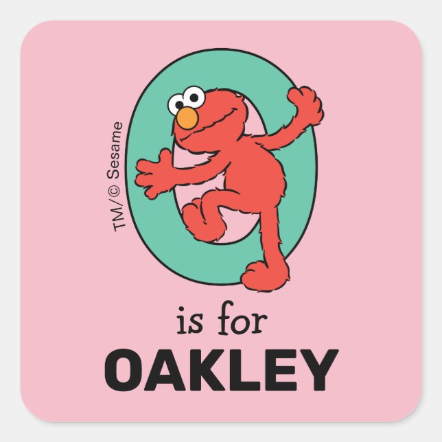 Pegatina Cuadrada Elmo Alphabet | O VERDE AZULADO (Anverso)