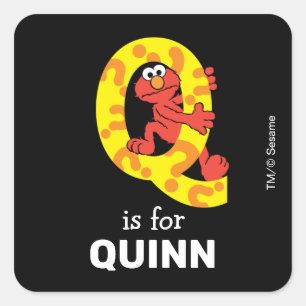 Pegatina Cuadrada Elmo Alphabet   Q Pregunta