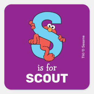 Pegatina Cuadrada Elmo Alphabet   S Azul