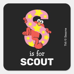 Pegatina Cuadrada Elmo Alphabet   S Star