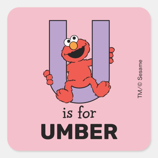 Pegatina Cuadrada Elmo Alphabet | U Púrpura (Anverso)