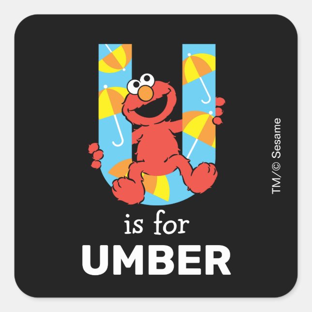 Pegatina Cuadrada Elmo Alphabet | U Umbrella (Anverso)