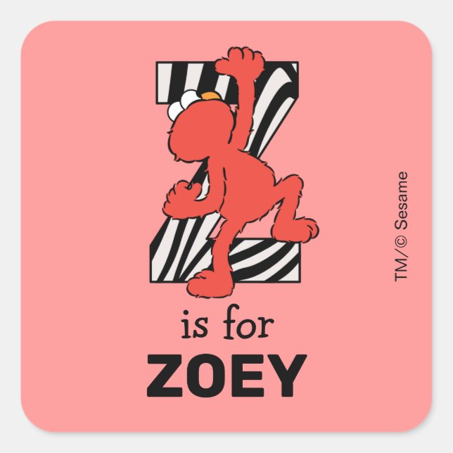 Pegatina Cuadrada Elmo Alphabet | Z Cebra (Anverso)