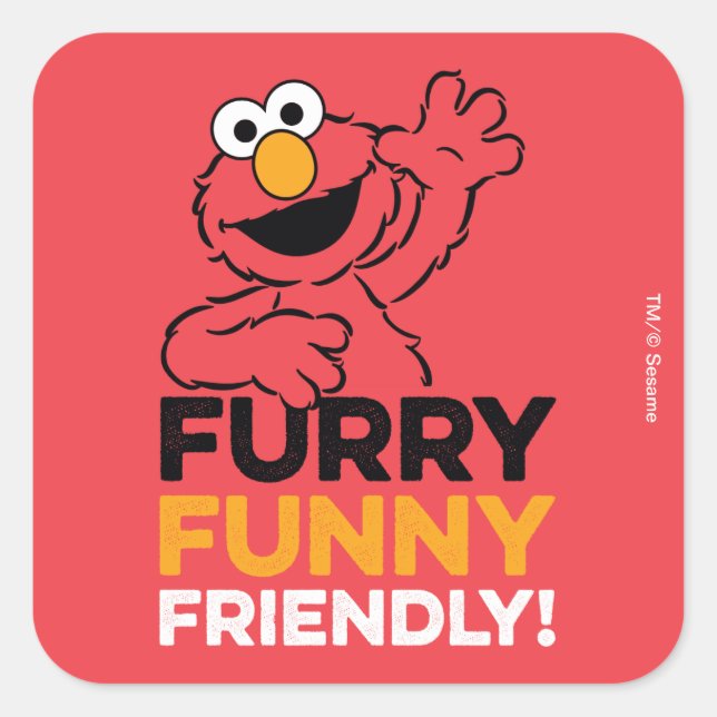 Pegatina Cuadrada Elmo | Furry Funny Friendly (Anverso)