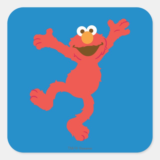Pegatina Cuadrada Elmo Happy Dancing (Anverso)