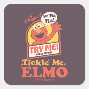 Pegatina Cuadrada Elmo Retro Gráfico Agitando Me Hace Cosquillas
