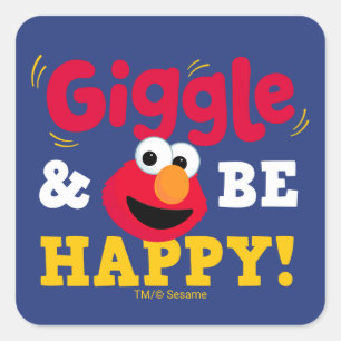 Pegatina Cuadrada Elmo Ríe y Sé Feliz