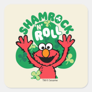 Pegatina Cuadrada Elmo   Shamrock 'N' Roll