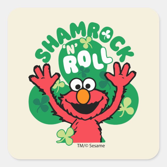 Pegatina Cuadrada Elmo | Shamrock 'N' Roll (Anverso)