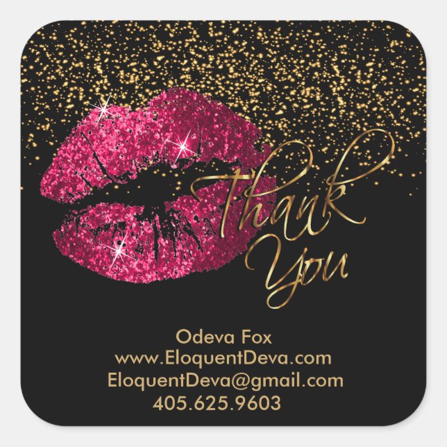 Pegatina Cuadrada Eloquent Deva Bouquets - Gracias (Anverso)