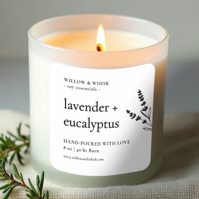 Pegatina Cuadrada Embalaje De Velas Artesanales Botánicos (handmade artisanal homemade candle soap label gifting christmas bridal baby shower modern botanical)