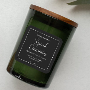 Pegatina Cuadrada Embalaje de velas negro blanco minimal chic modern