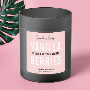 Pegatina Cuadrada Embalaje de Velas o Bañeras Rosa Femeninas