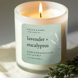 Pegatina Cuadrada Embalaje de Velas Sage Botánica Verde