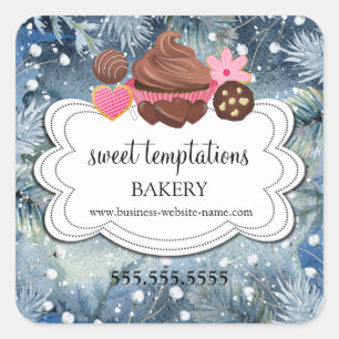Pegatina Cuadrada Embalaje en pastelería de postres variados para va