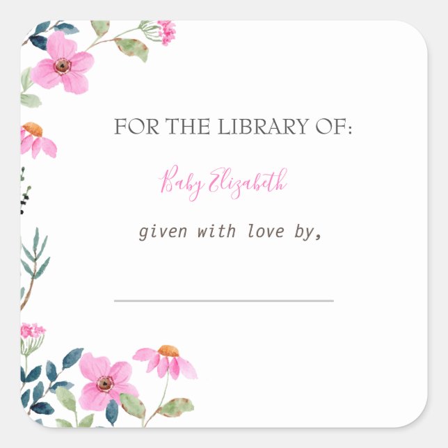 Pegatina Cuadrada Embarazo en flores rosas de jardín (Anverso)