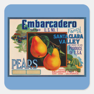 Pegatina Cuadrada Embarcadero Fancy Santa Clara Pears