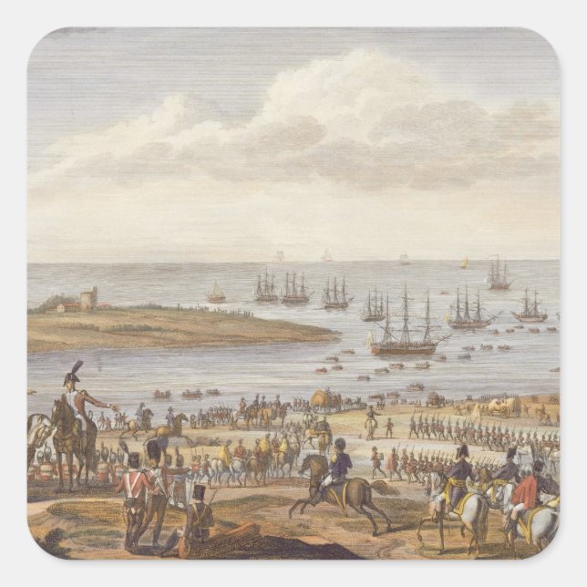 Pegatina Cuadrada Embarcadura del inglés en Holanda, 30 nove (Anverso)